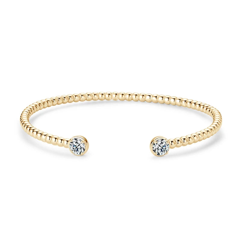 Anziw Solid 925 Sterling Silver Open Bangle Cuff 5mm 0.5ct D Color Round Cut Moissanite Bracelet & Certificate Women's Jewelry