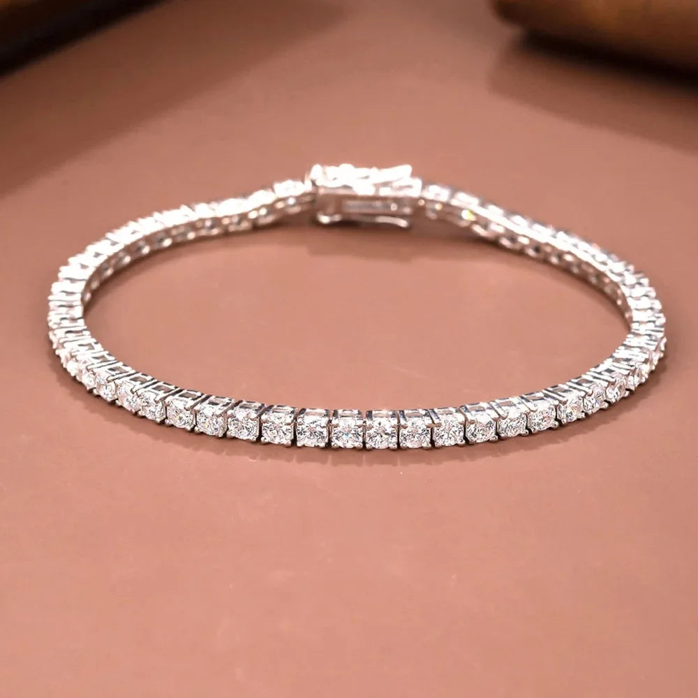 Anziw D VVS1 Moissanite Tennis Bracelet Original 925 Sterling Silver Certified Bracelet for Women Man Plated 18k Gold S925 Jewel