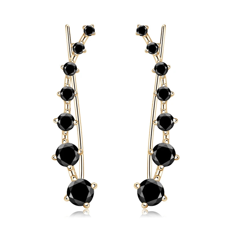Anziw 925 Silver Full Moissanite Earrings Climber 7 Star Crawler Stud Ear Cuff for Women Black White Moissanite Jewelry Gifts