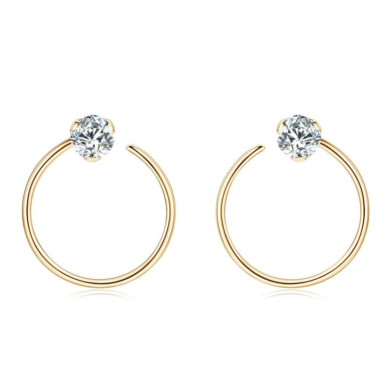 Anziw 100% 925 Silver Circle Piercing Earrings for Women 4mm 0.3ct Moissanite Earring Studs Threader Wedding Party Jewelry 2024