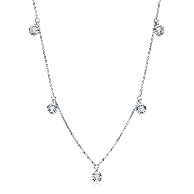 Anziw Luxury 2.5/4.0mm Moissanite Necklace for Women Original Silver 925 Chain Choker Fine Jewelry with Certificate 18''