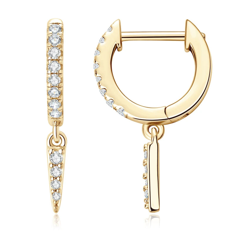 Personalized Triangular Moissanite Drop Earrings 100% Silver 925 Hoop Huggie Earring For Women Gift Jewelry with Certificate