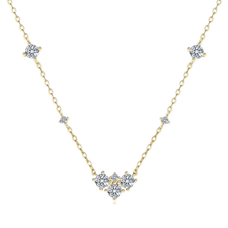 2025 New 4mm&2mm D Color Moissanite Pendant Necklace Plated 18K Gold 925 Silver Chain Jewelry Certified for Women Girl Gifts