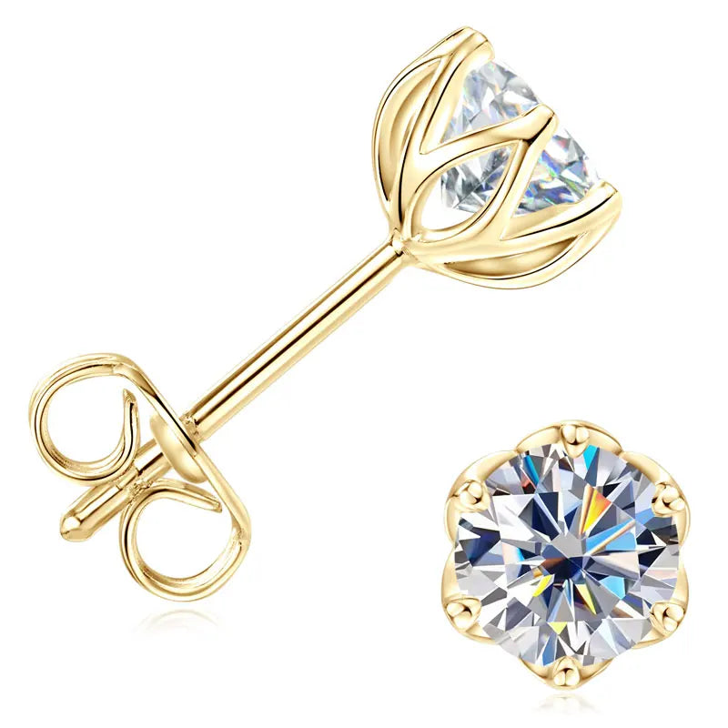 Anziw 0.5ct 1ct D VVS1 GRA Certified Lab Diamond Round Moissanite Stud Earring for Women Gold Filled Wedding Party Jewelry Gifts