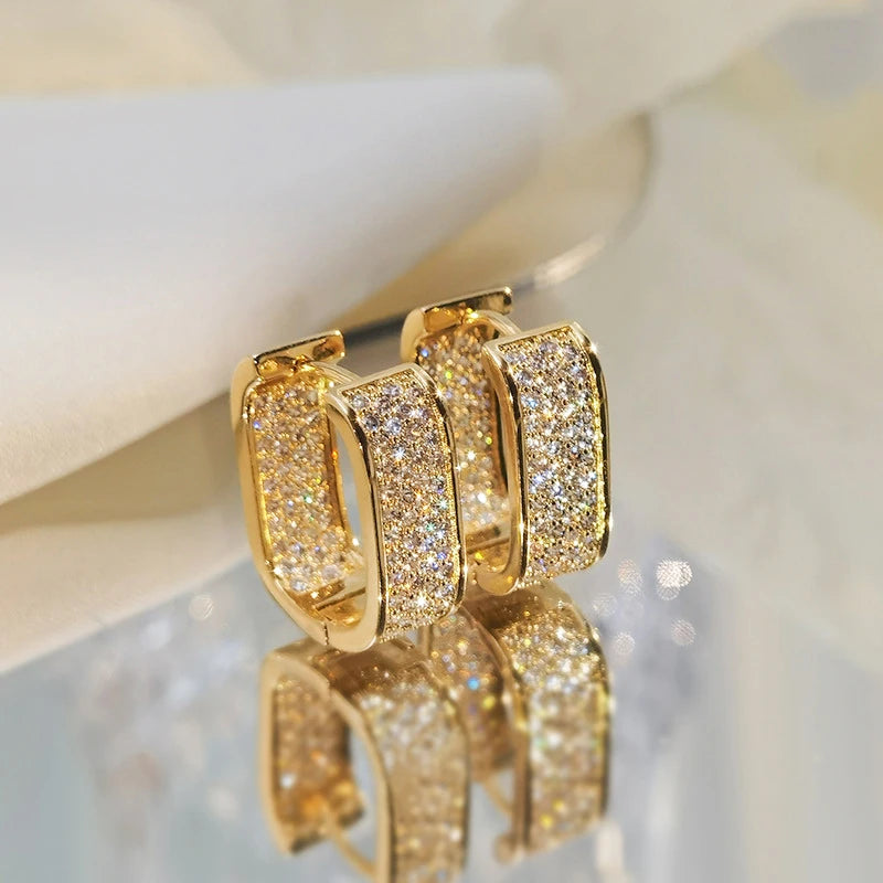 Anziw Original Full Moissanite Earrings Women Square Hoop Earrings Silver 925 Trendy Wedding Party Jewelry with Certificate Gift