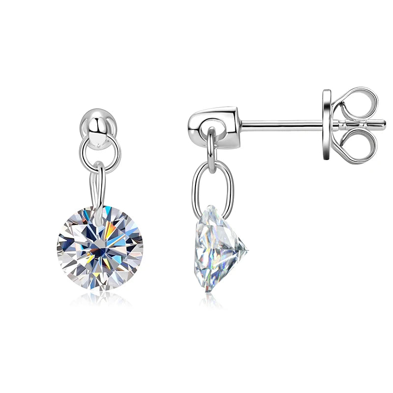 Anziw 925 Sterling Silver 6.5mm 2.0CTTW Moissanite Lab Diamond Drop Dangle Stud Earring for Women Wedding Jewelry Gifts 2026 New