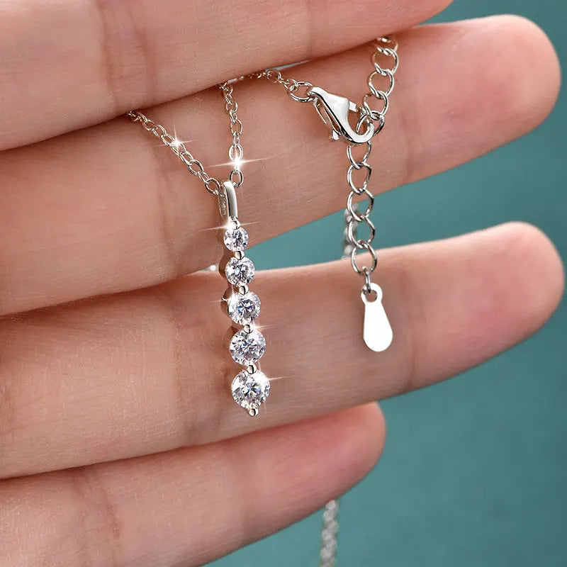 Anziw 0.92cttw D VVS1 Moissanite Pendant Necklace for Women 5-Stone Pendant 14K Gold Filled Collar 2026 Jewelry Valentine's Gift