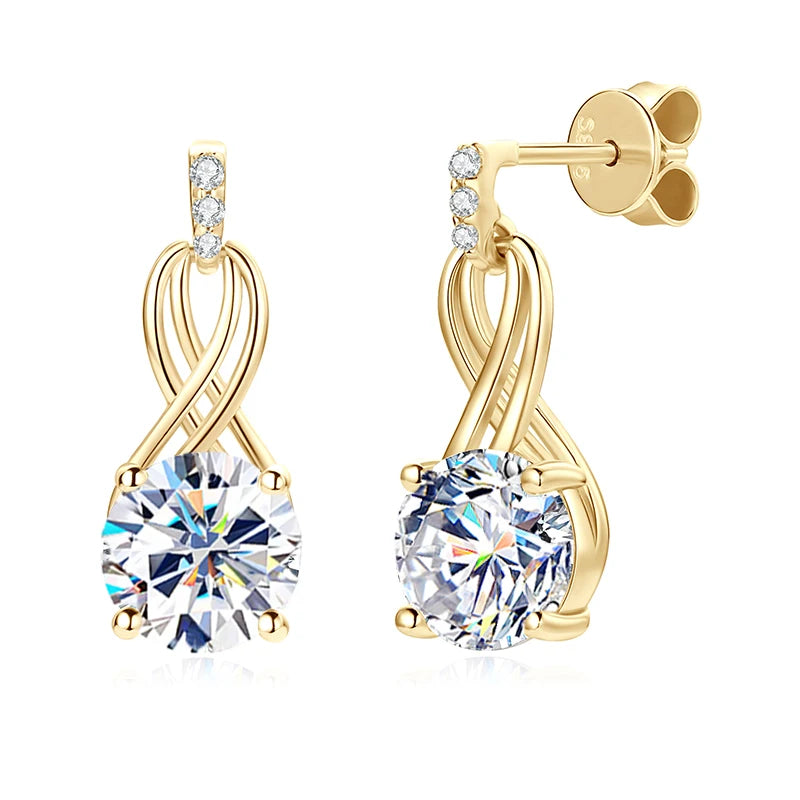Anziw Real 925 Silver 4CTTW D VVS1 Moissanite Drop Earrings for Women Infinite Studs Earring GRA Certified Wedding Jewelry Gifts