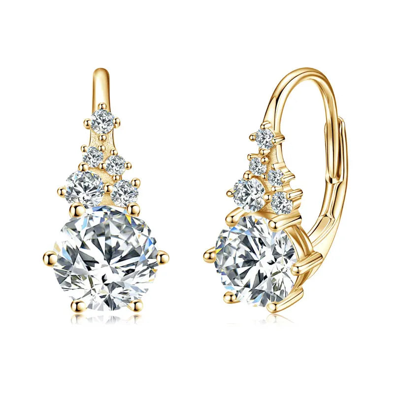 2025 New 2.23CTTW. Full D Moissanite Drop Hoop Earrings for Women 925 Silver Clip Earrings Wedding Fine Jewelry Gift 6.5mm 1.0CT