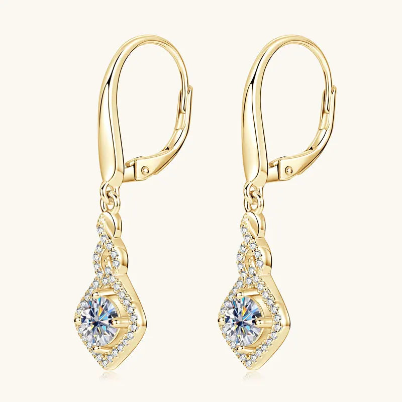 Anziw 0.5CT 5mm D Moissanite Drop Hoop Earrings for Women 925 Silver Flame Design Pendant Wedding Engagement Earrings 2025 New