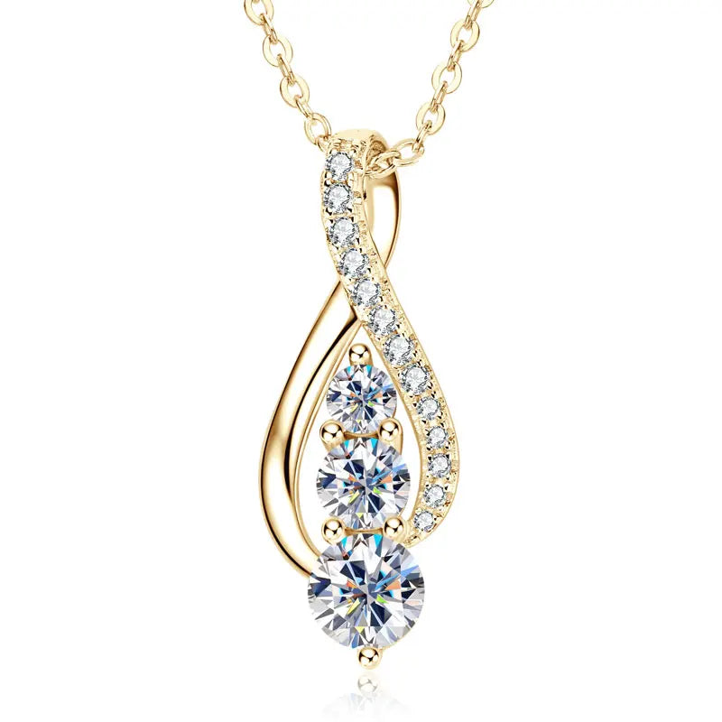 Anziw 925 Sterling Silver Fashion All Moissanite Infinity Pendant Necklace Women's Adjustable S925 Chain Wedding Christmas Gift