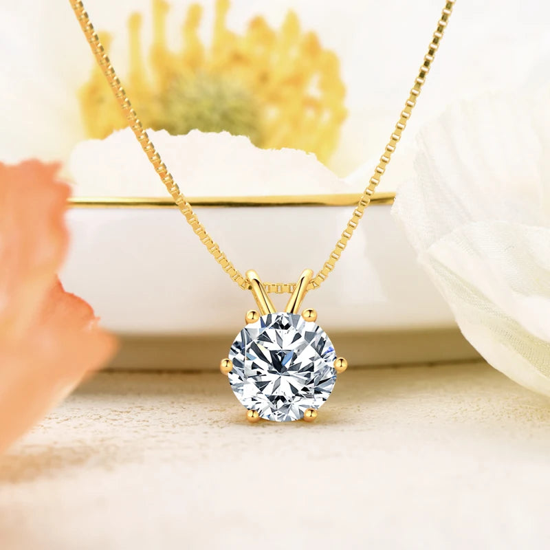 ANZIW Classic 2.0CT 3.0CT Moissanite Pendant Necklace for Women Sparking Diamond Necklaces 925 Silver Jewelry Engagement Gifts