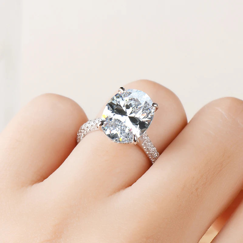 Luxury 5 Carat Oval Cut Engagement Ring for Women Zircon Big Diamond 925 Sterling Silver Wedding Promise Ring 925 Bridal Jewelry