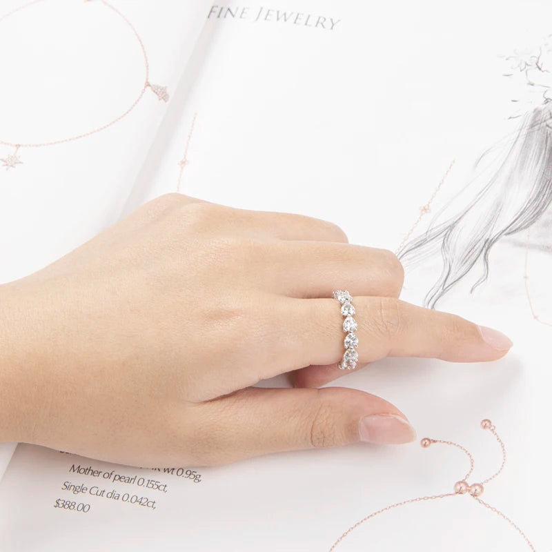 925 Sterling Silver Wedding Engagement Full Enternity Rings Anniversary Heart Cut Ring Silver Women Bridal Ring Jewelry