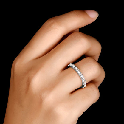 Anziw Full Eternity Bridal Ring 1.4mm Simulated Diamond Band Engagement Wedding Ring Sterling Silver 925 Jewelry for Women Men