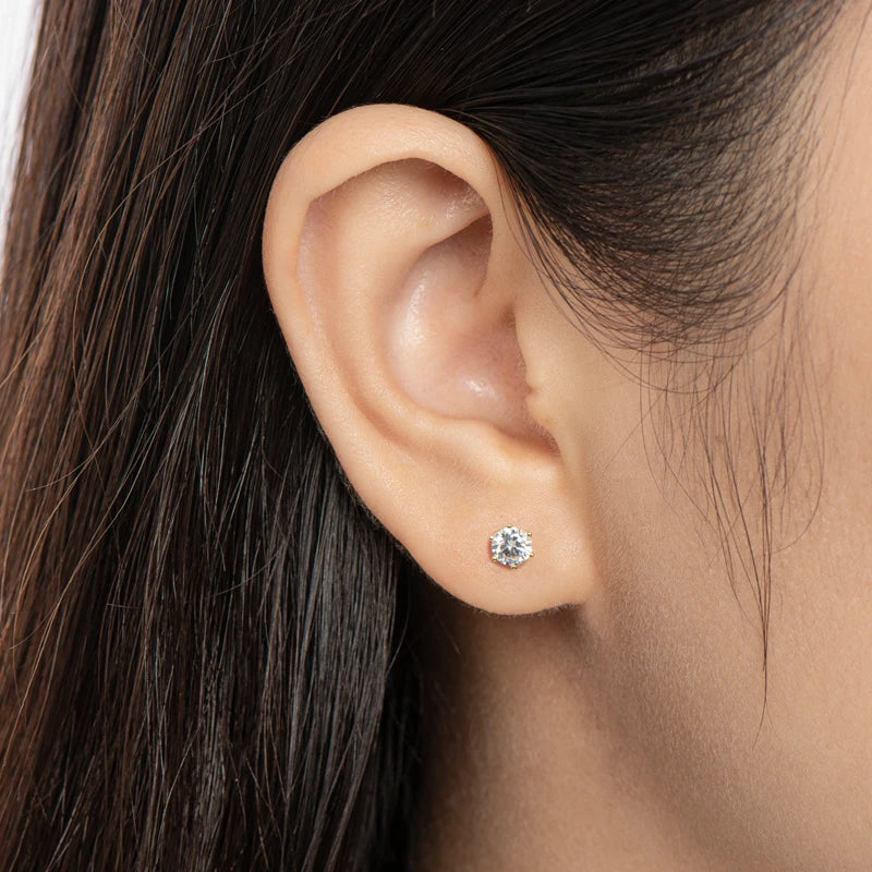 Classic 3.0CT D Color Moissanite Men Earrings Original 925 Silver 2CT Round Diamond Piercing Studs Wedding Party Women's Jewelry