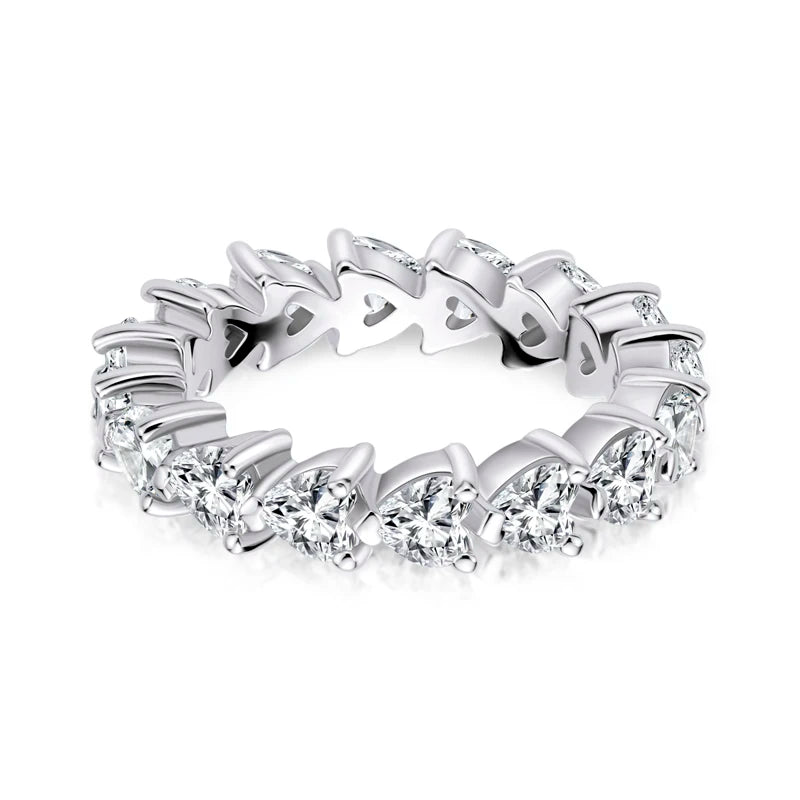 925 Sterling Silver Wedding Engagement Full Enternity Rings Anniversary Heart Cut Ring Silver Women Bridal Ring Jewelry