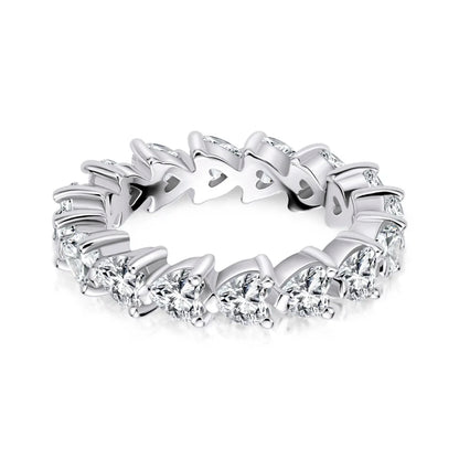 925 Sterling Silver Wedding Engagement Full Enternity Rings Anniversary Heart Cut Ring Silver Women Bridal Ring Jewelry