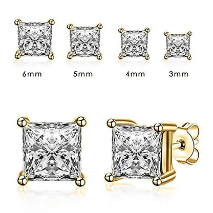 ANZIW Square 925 Silver Stud Earrings For Women Men Zirconia Diamond Earring Wedding Engagement Bridal Jewelry Certified Gifts