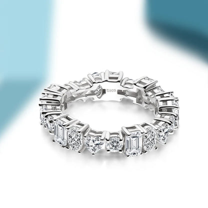 ANZIW  Luxury 925 Sterling Silver Band Rings Women Engagement Simulated Diamond Wedding Silver Bridal Full Eternity Rings