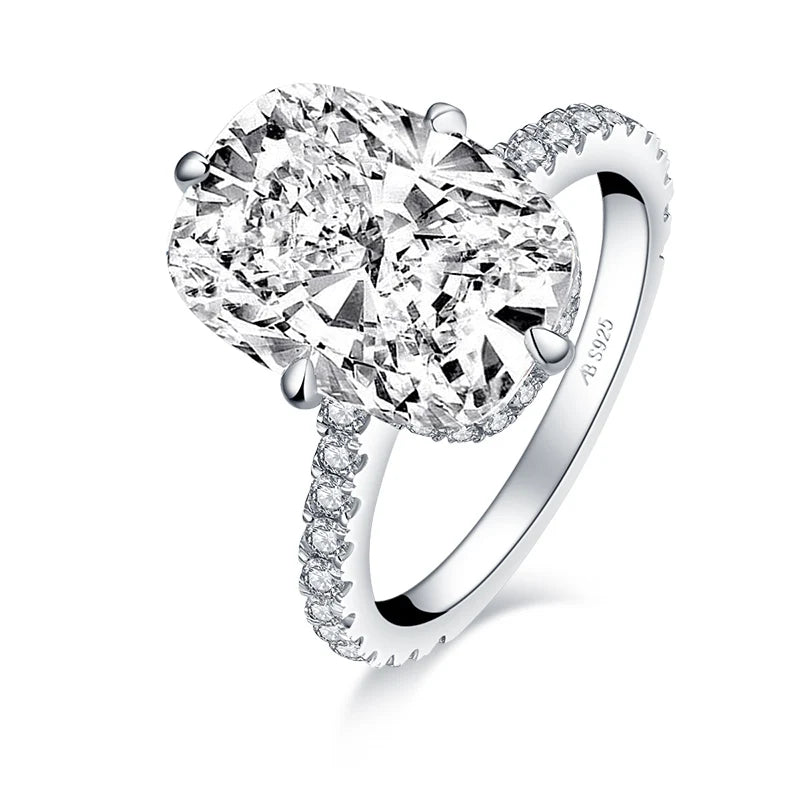 ANZIW  Fashion 925 Sterling Silver 10x14mm Big Cushion Cut Halo Engagement Ring Simulated Diamond Wedding Bridal Ring Jewelry