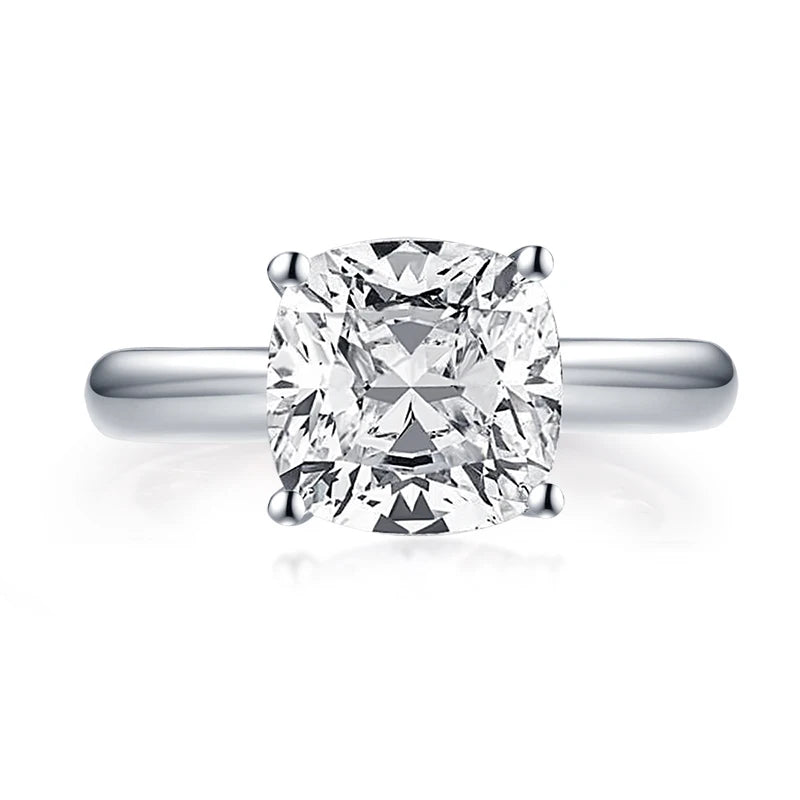 Anziw 925 Sterling Silver 3.0ct Cushion Cut Solitaire Engagement Ring Simulated Diamond Silver Wedding Rings Jewelry For Women