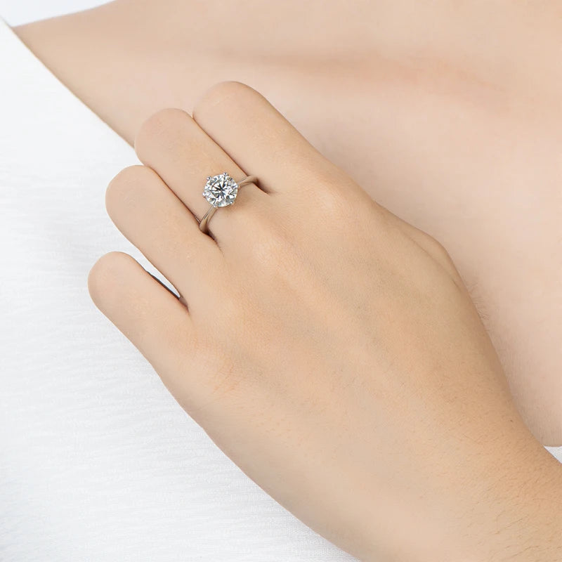 Anziw 2CT 3CT Moissanite Ring 1CT 0.5CT Wedding Engagement Ring 925 Sterling Silver for Women Solitaire Diamond Finger Jewelry