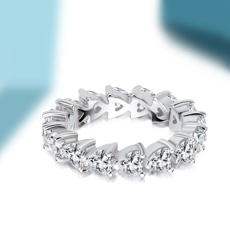925 Sterling Silver Wedding Engagement Full Enternity Rings Anniversary Heart Cut Ring Silver Women Bridal Ring Jewelry