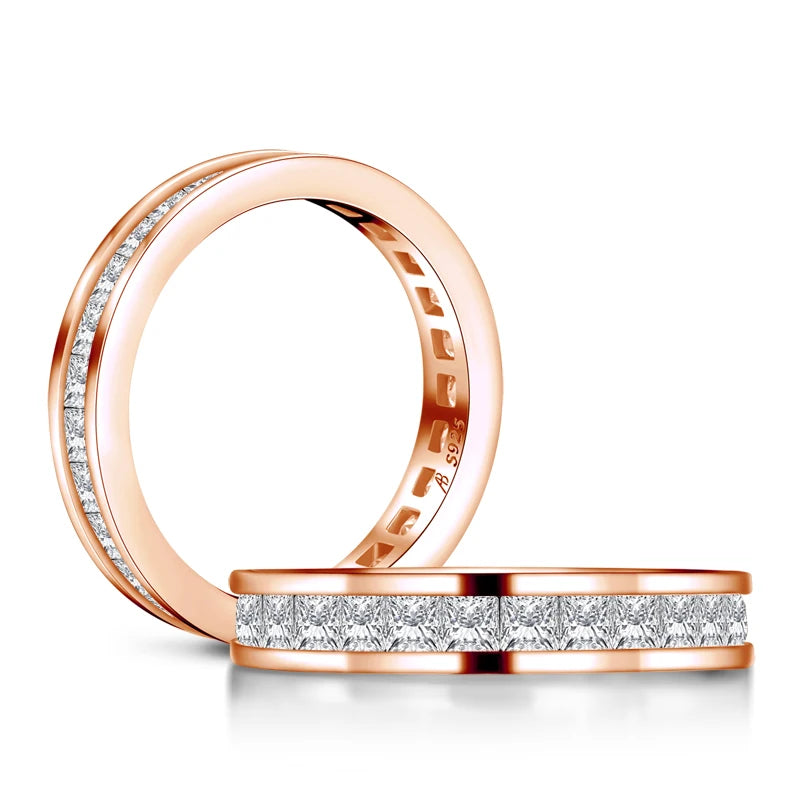 Fashion 925 Sterling Silver Full Eternity Women Engagement Ring Simulated Diamond Wedding Silver Bridal Rings Jewelry