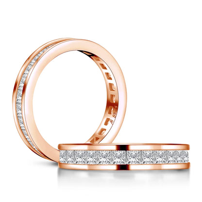 Fashion 925 Sterling Silver Full Eternity Women Engagement Ring Simulated Diamond Wedding Silver Bridal Rings Jewelry