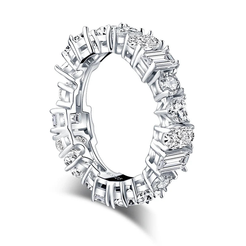 ANZIW  Luxury 925 Sterling Silver Band Rings Women Engagement Simulated Diamond Wedding Silver Bridal Full Eternity Rings