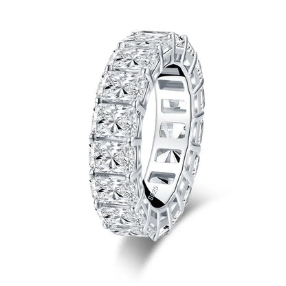 ANZIW 925 Sterling Silver Full Eternity Ring 6x4mm Radiant Cut 5A Zircon Band for Women Simulated Diamond Luxury Party Jewelry