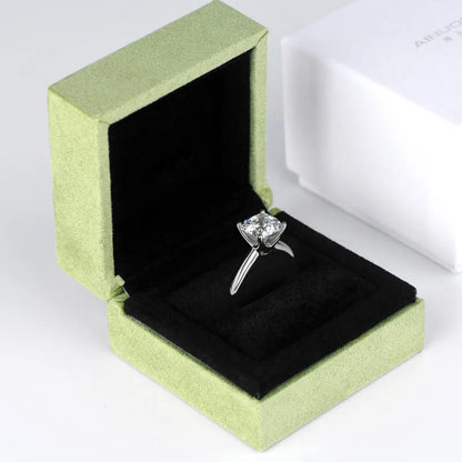 Anziw 925 Sterling Silver 3.0ct Cushion Cut Solitaire Engagement Ring Simulated Diamond Silver Wedding Rings Jewelry For Women