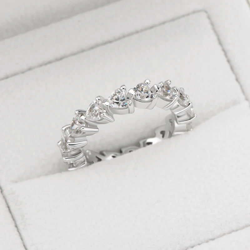 925 Sterling Silver Wedding Engagement Full Enternity Rings Anniversary Heart Cut Ring Silver Women Bridal Ring Jewelry