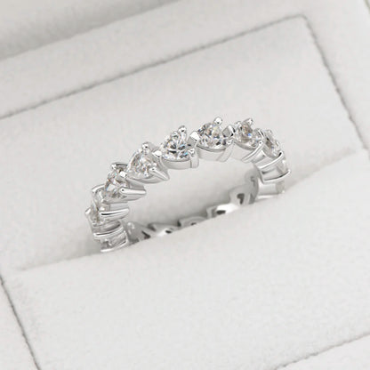 925 Sterling Silver Wedding Engagement Full Enternity Rings Anniversary Heart Cut Ring Silver Women Bridal Ring Jewelry
