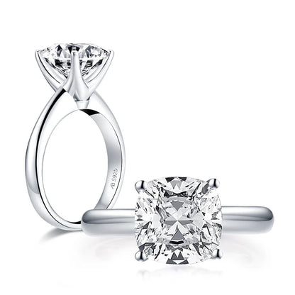 Anziw 925 Sterling Silver 3.0ct Cushion Cut Solitaire Engagement Ring Simulated Diamond Silver Wedding Rings Jewelry For Women