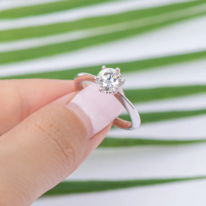 Anziw 2CT 3CT Moissanite Ring 1CT 0.5CT Wedding Engagement Ring 925 Sterling Silver for Women Solitaire Diamond Finger Jewelry