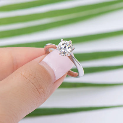 Anziw 2CT 3CT Moissanite Ring 1CT 0.5CT Wedding Engagement Ring 925 Sterling Silver for Women Solitaire Diamond Finger Jewelry