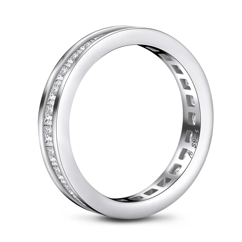 Fashion 925 Sterling Silver Full Eternity Women Engagement Ring Simulated Diamond Wedding Silver Bridal Rings Jewelry