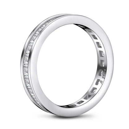 Fashion 925 Sterling Silver Full Eternity Women Engagement Ring Simulated Diamond Wedding Silver Bridal Rings Jewelry