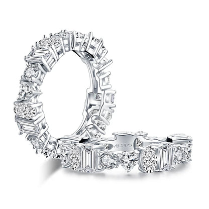 ANZIW  Luxury 925 Sterling Silver Band Rings Women Engagement Simulated Diamond Wedding Silver Bridal Full Eternity Rings