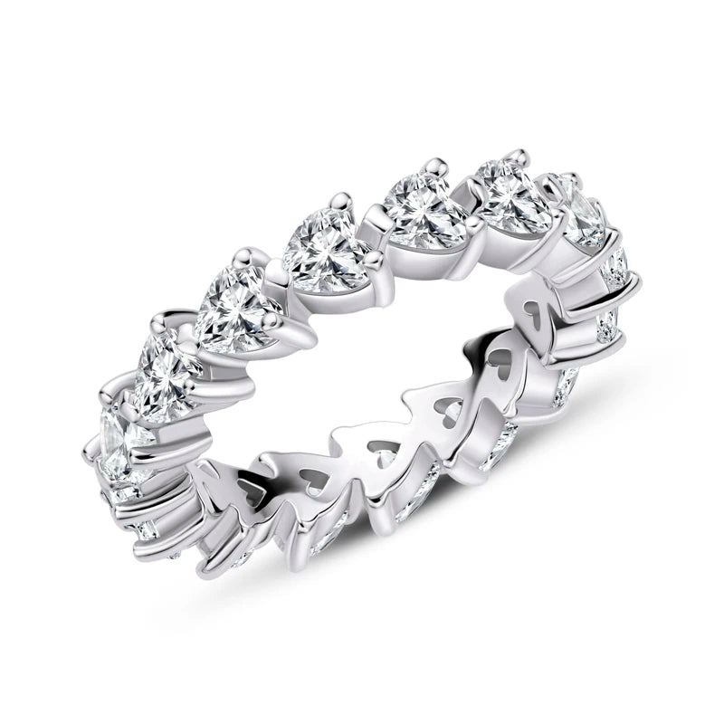 925 Sterling Silver Wedding Engagement Full Enternity Rings Anniversary Heart Cut Ring Silver Women Bridal Ring Jewelry