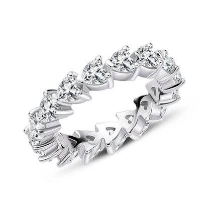 925 Sterling Silver Wedding Engagement Full Enternity Rings Anniversary Heart Cut Ring Silver Women Bridal Ring Jewelry