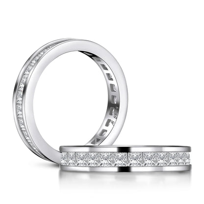 Fashion 925 Sterling Silver Full Eternity Women Engagement Ring Simulated Diamond Wedding Silver Bridal Rings Jewelry