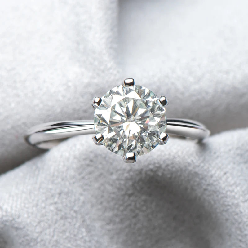 Anziw 2CT 3CT Moissanite Ring 1CT 0.5CT Wedding Engagement Ring 925 Sterling Silver for Women Solitaire Diamond Finger Jewelry