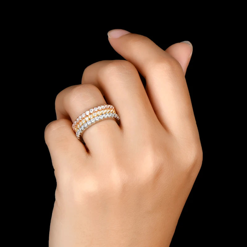 Anziw Full Eternity Bridal Ring 1.4mm Simulated Diamond Band Engagement Wedding Ring Sterling Silver 925 Jewelry for Women Men