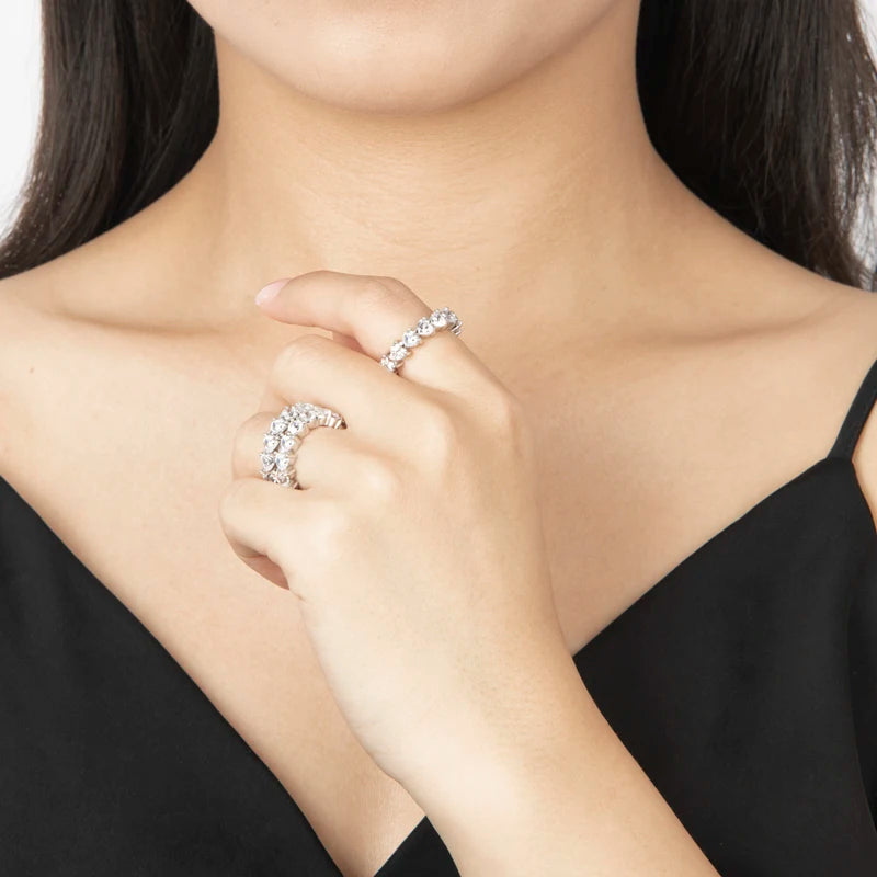 925 Sterling Silver Wedding Engagement Full Enternity Rings Anniversary Heart Cut Ring Silver Women Bridal Ring Jewelry
