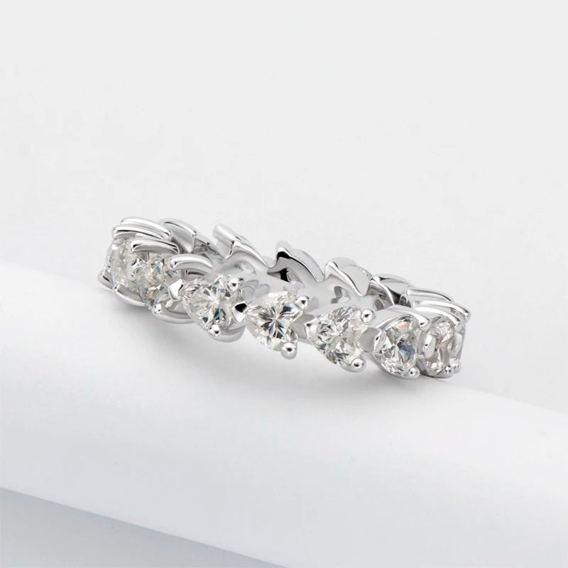 925 Sterling Silver Wedding Engagement Full Enternity Rings Anniversary Heart Cut Ring Silver Women Bridal Ring Jewelry
