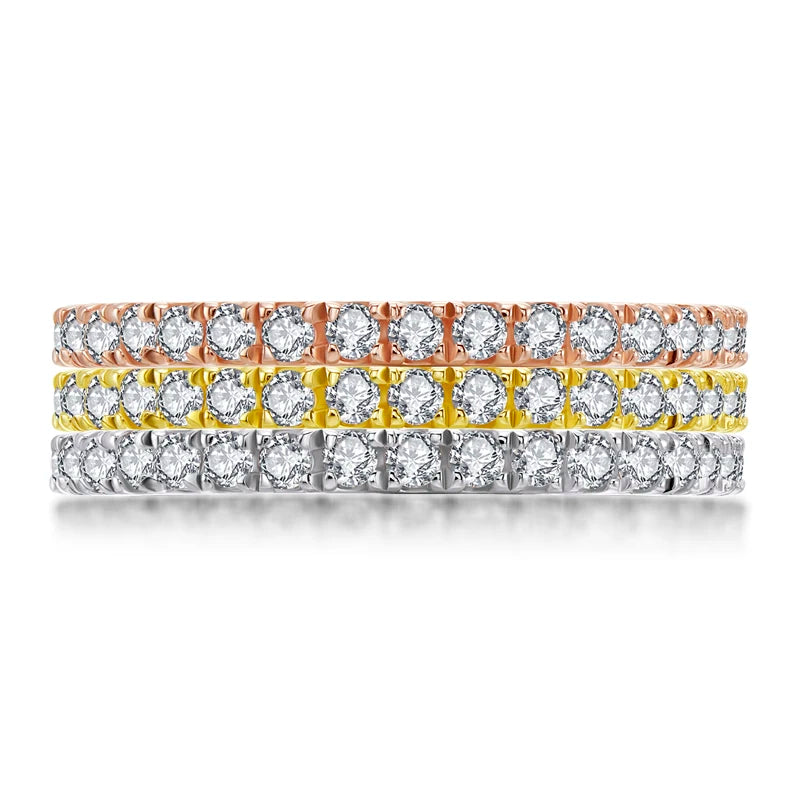Anziw Full Eternity Bridal Ring 1.4mm Simulated Diamond Band Engagement Wedding Ring Sterling Silver 925 Jewelry for Women Men