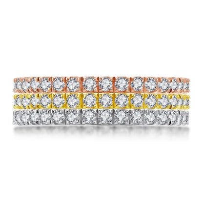 Anziw Full Eternity Bridal Ring 1.4mm Simulated Diamond Band Engagement Wedding Ring Sterling Silver 925 Jewelry for Women Men